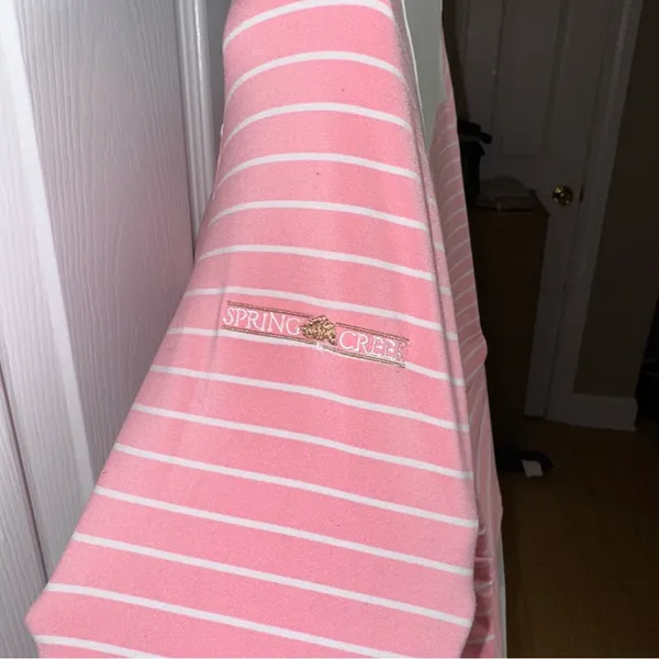 FOOTJOY Quarter Zip Pullover Top Size M Pink White Striped Long Sleeve Workout - Image 5
