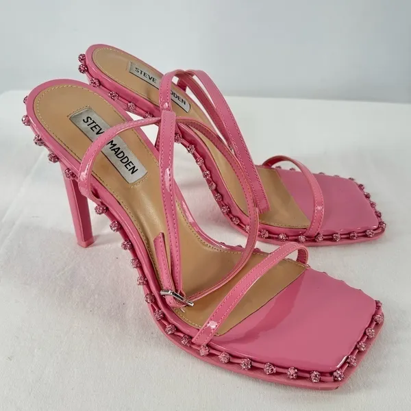 Steve Madden Zelle Square Toe‎ Rhinestone Heels in Pink Size 9 - Image 2