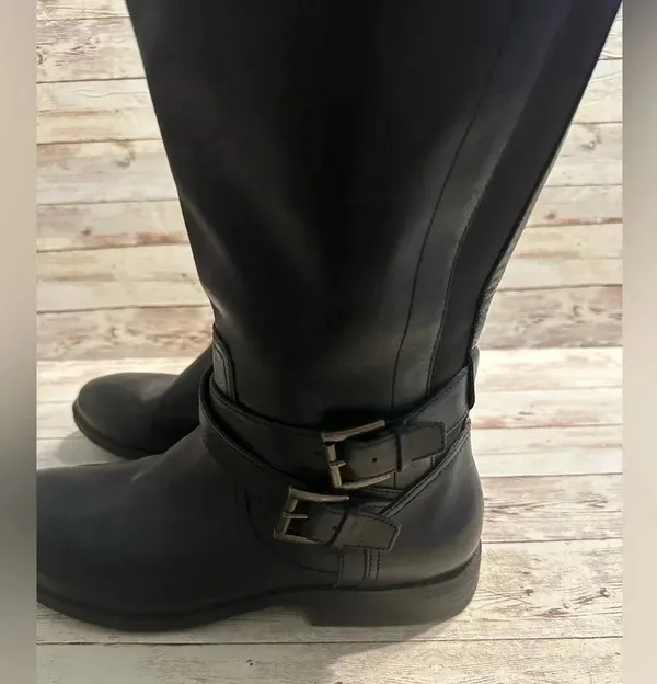Marc Fisher Leather Riding Boots Women’s Size 8.5 M Two Toned Brown Black - Image 9