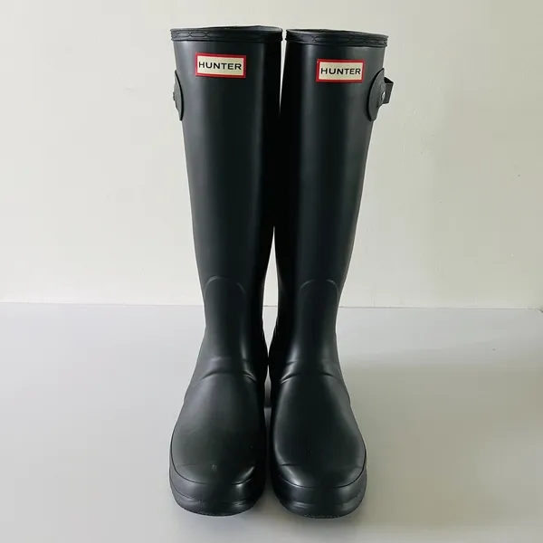 HUNTER Original Tall Black Buckle Strap Rain Boots - US 10 - Image 2