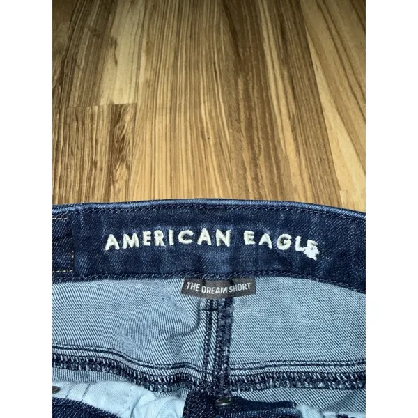 American Eagle Women's Jean‎ Shorts 000 High Rise Button AE Stretch Dark Midi - Image 2
