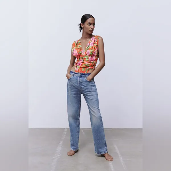NWT ZARA Floral Print Bodysuit Size Small - Image 10
