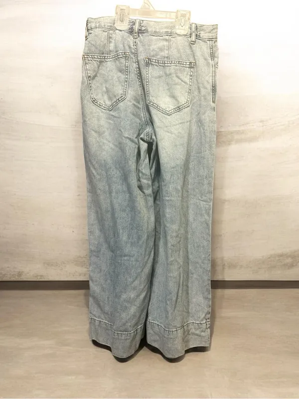 Habitual High Rise Wide Leg Jeans Size 2 Light Wash Pleated Denim Baggy GUC - Image 2