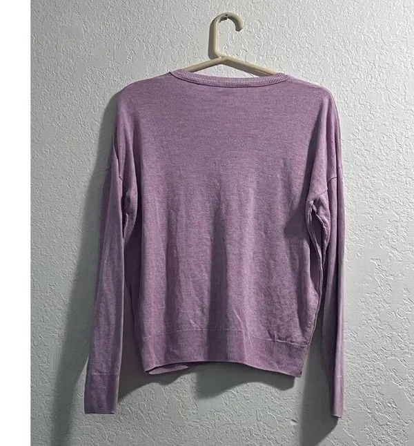 Margaret O’Leary Sweater Top Women's Size M Linen blend purple - Image 2