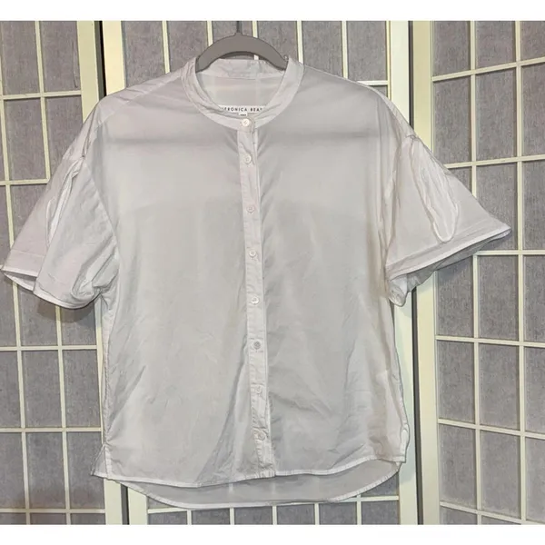 Veronica Beard Business Career Minimalist Designer White Button Down Blouse 6‎ - Image 5