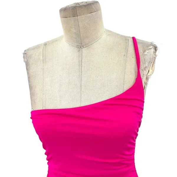 Hello Molly‎ Changed My Name Dress Hot Pink One Shoulder Ruched Size US 6 - Image 4