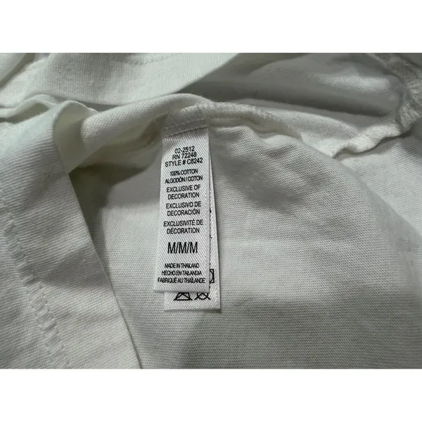 Felina Women's White V-Neck Mesh Trim Cotton Short Sleeve T-Shirt C8242 Size M - Image 5