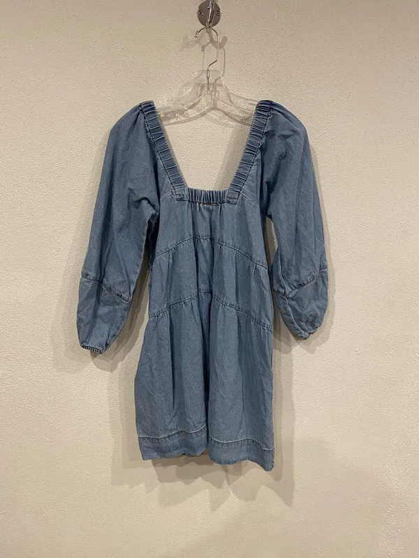 Free People Lou Jean Dress Womens XS Blue Denim Square Neck Balloon Sleeve Mini - Image 5