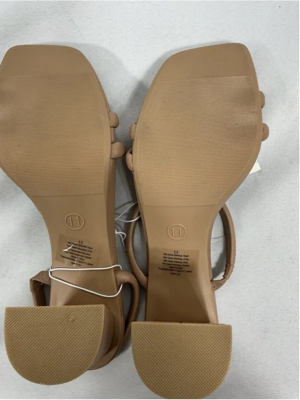 Womans New A New Day Stacy Slip On Strappy Sandals Size 11 Nude Square Toe - Image 5