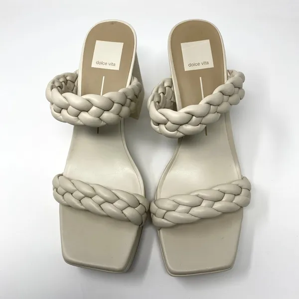 Dolce Vita Ivory Ashby Platform Braided Faux Leather Sandal Block Heels 9.5 - Image 8