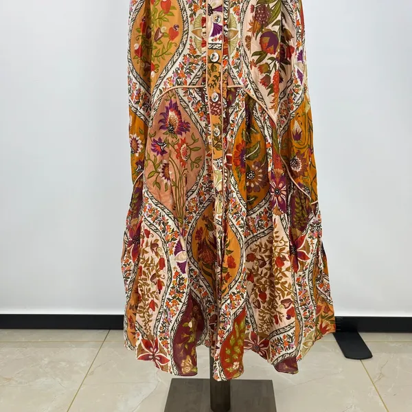 NWOT Farm Rio Romantic Nature Multicolor Ruffle Midi Dress Size XS - Image 5