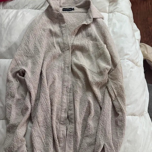 Textured oversized loose fitting button down shirt  - Image 4