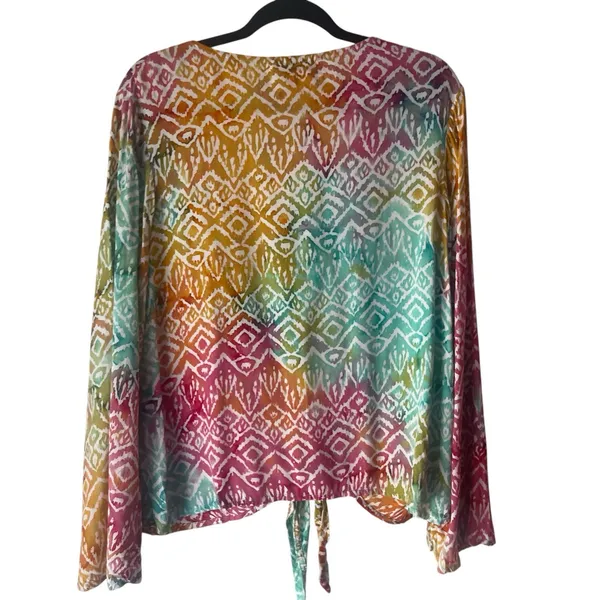Santiki‎ Women's One Size Rainbow Tropical Vacation Cover Up Beach Front Tie Top - Image 5