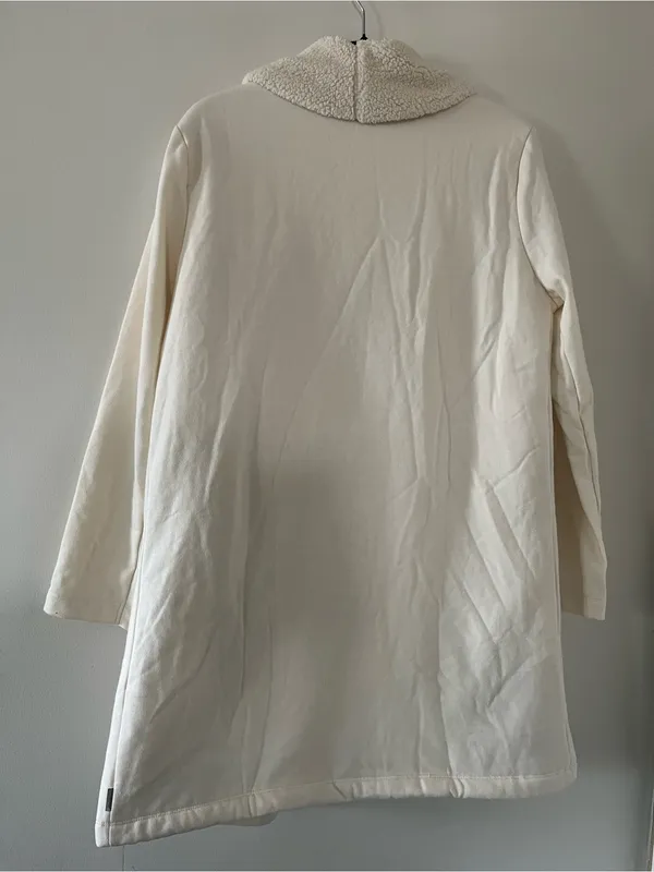 NWT Eddie Bauer Cream White Sherpa Open Front Cardigan Jacket Large Cozy Lounge - Image 7
