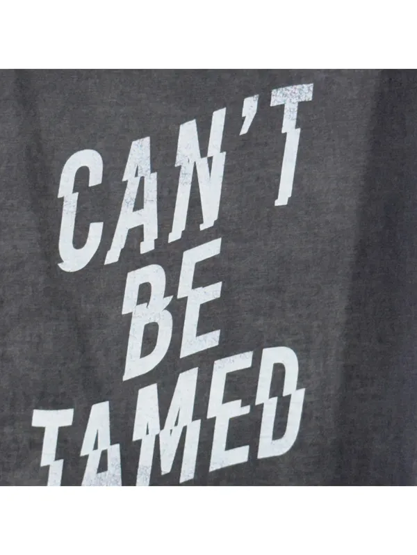 Aerie Women’s M Charcoal Gray “Can’t Be Tamed” Distressed Graphic T-Shirt - Image 4