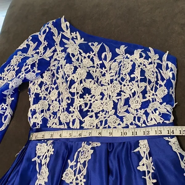 Women’s One Shoulder Full Length Blue Prom Party Dress Size 8 - Image 9
