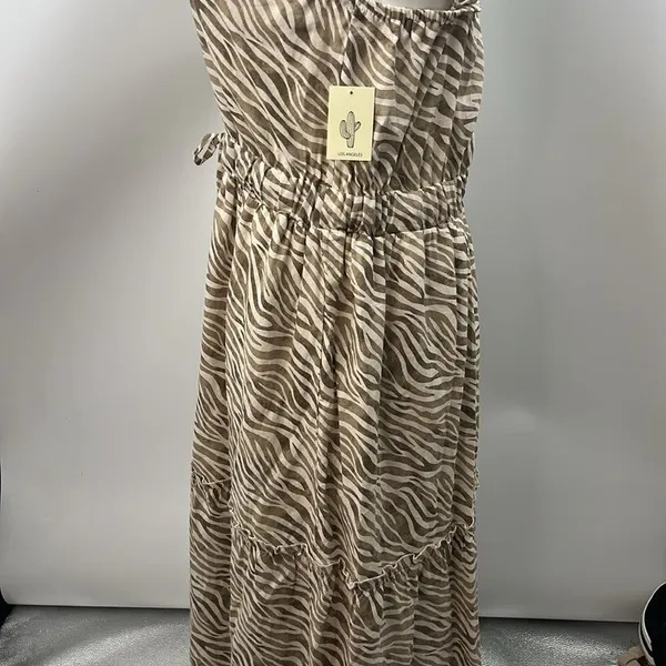 Cactus & Pearl zebra print tiered maxi dress XL - Image 5
