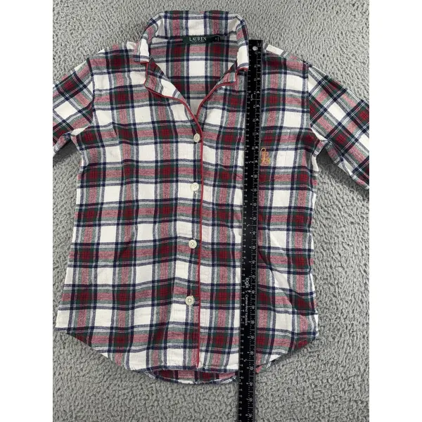 Ralph Lauren Flannel Lounge Shirt Women S Embroidered Logo Plaid Relax Sleep Top - Image 5