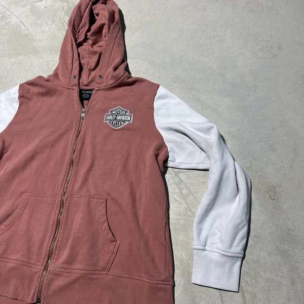 Harley Davidson Women's SZ 2XL Light Pink Hooded Zippered Sweater Embroidered - Image 10