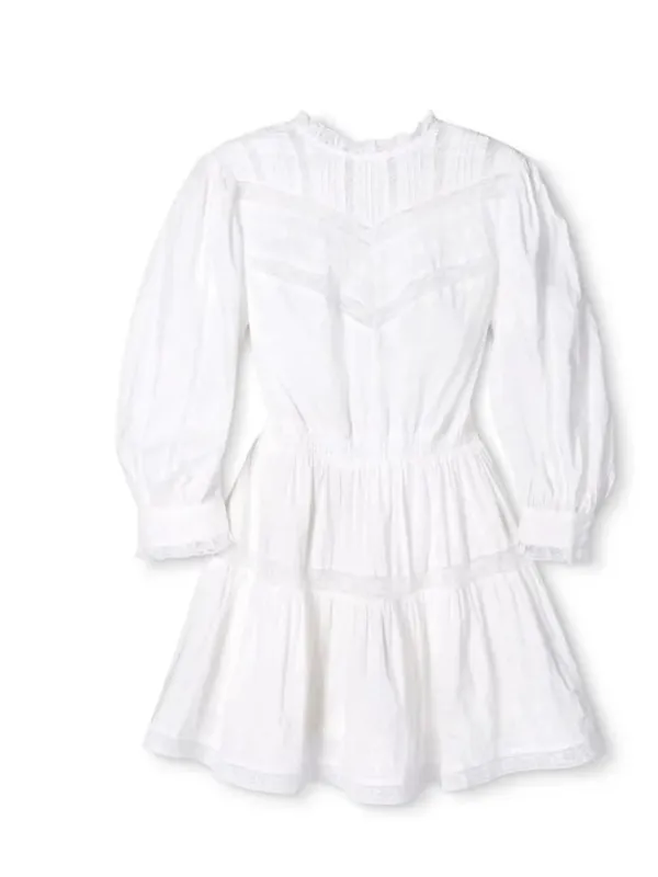 NWT LoveShackFancy x Target Talulah in White Pintuck Yoke Lace Trim Dress XS - Image 2