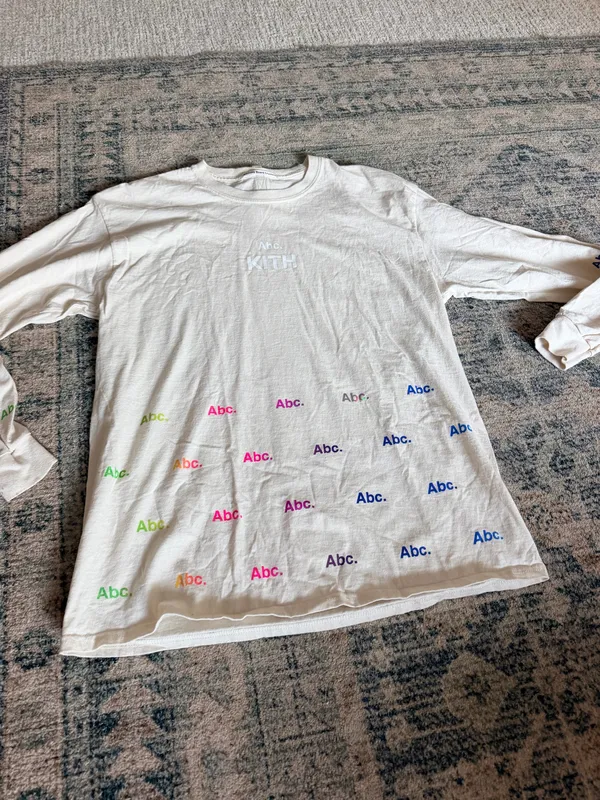Advisory Board Crystals x Kith long sleeve ABC logo cream multi color shirt S - Image 15