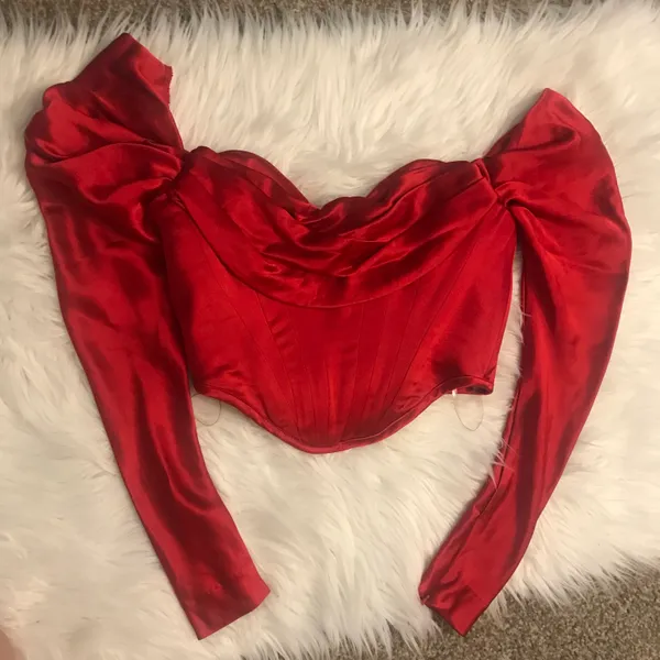 House Of CB Gala Red Satin Corset Top - Image 4