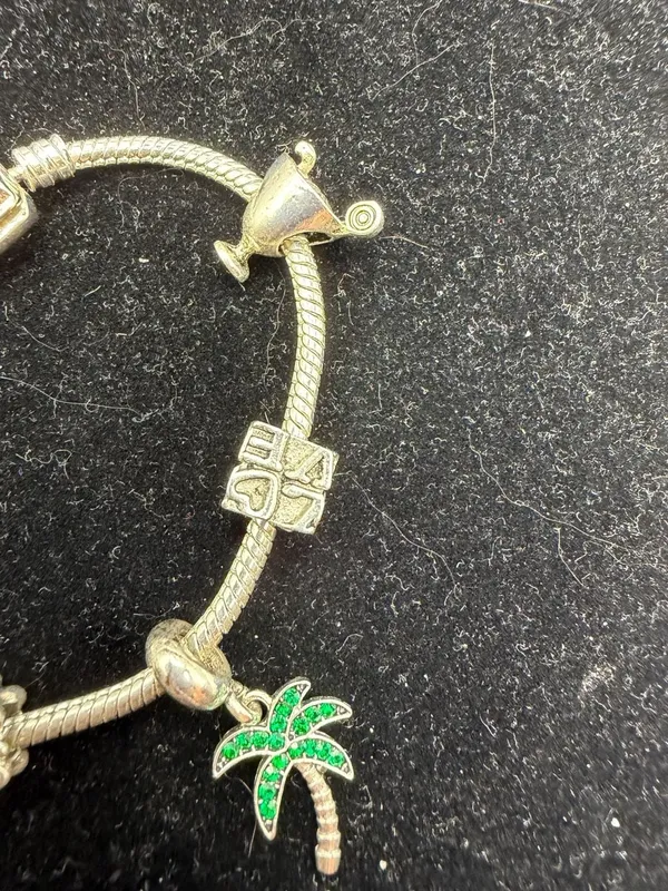 Silver-Tone Charm Bracelet with Beach and Travel Themed Charms - Image 4