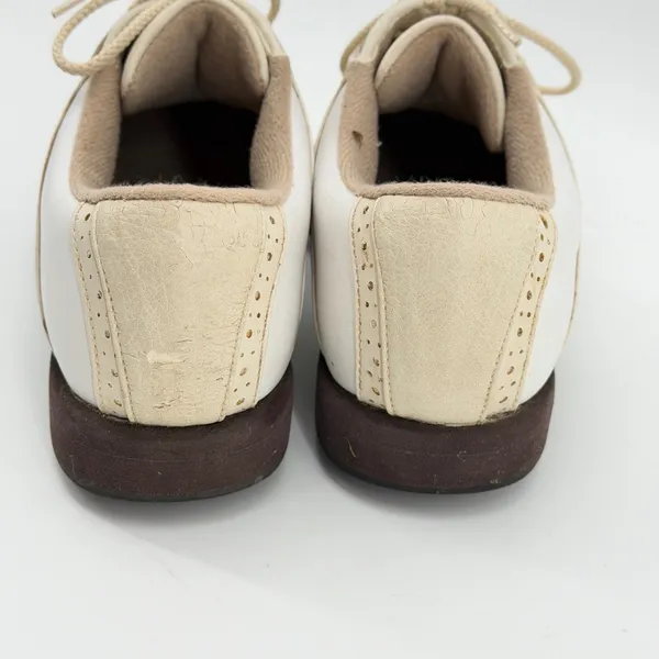 FootJoy 48709 Womens White Tan Leather Saddle Golf‎ Shoes Size 8 M - Image 3