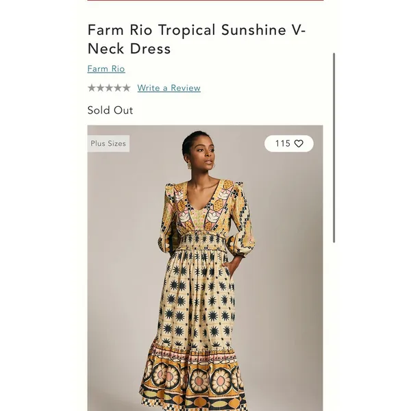 Farm Rio for Anthropologie Tropical Sunshine Printed Dress S - Image 8