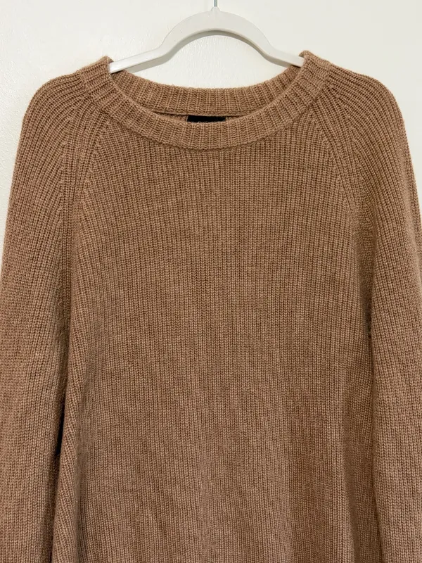 Quince Mongolian Cashmere Fisherman Crewneck Sweater Size XL Women’s Tan Brown - Image 4