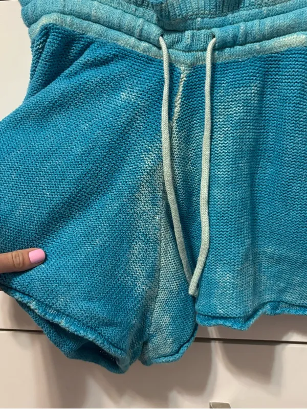 Free People Summertime Blues Knit Drawstring Shorts - Image 3