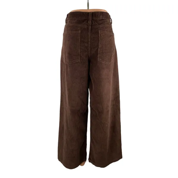 NEW ASOS Women's Brown Corduroy High Rise Wide Leg Baggy Trousers Pants Size 32 - Image 4