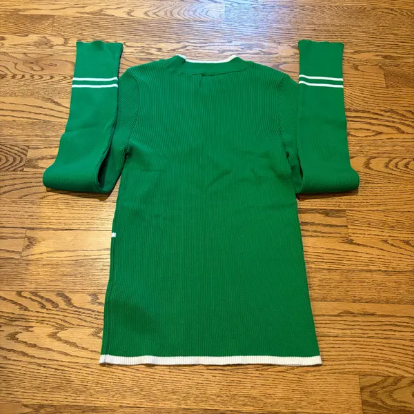 Anthro Maeve Merida Striped Sweater Green - Image 2