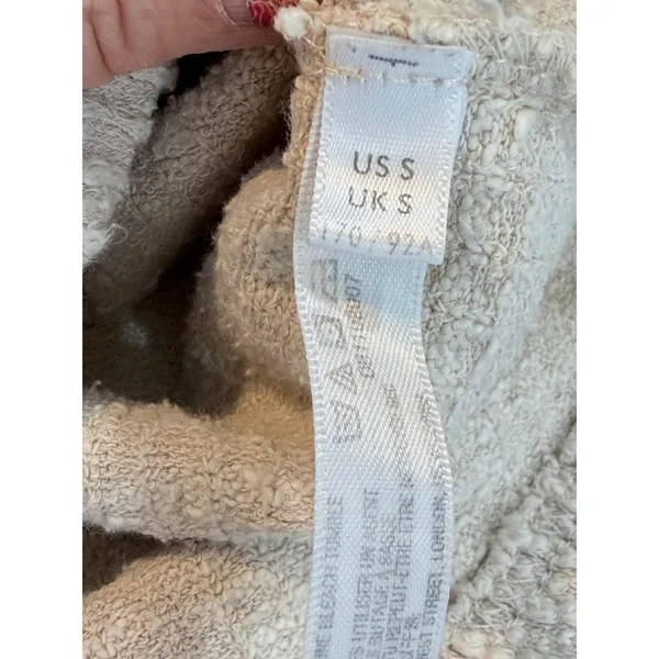 Free People Beach Cardigan Beige Textured Knit Balloon Sleeve Size S - Image 4