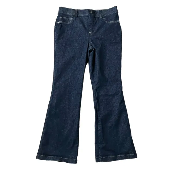Spanx Flare Jeans Cotton Blend Dark Wash High Rise Tummy Control Size XL - Image 2