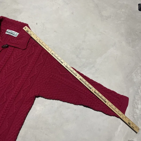 Aran Crafts Ireland Merino Wool Cable Knit Cardigan Sweater Women's SZ XXL Red - Image 5