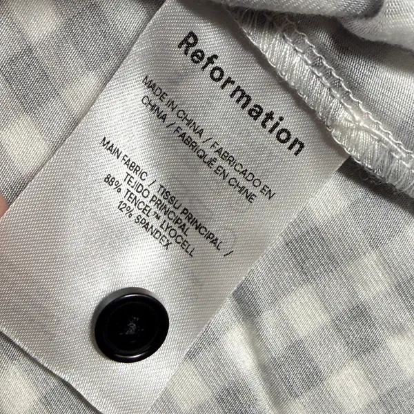 Reformation Gingham Sleeveless Button Down Top Black White Check Large - Image 5