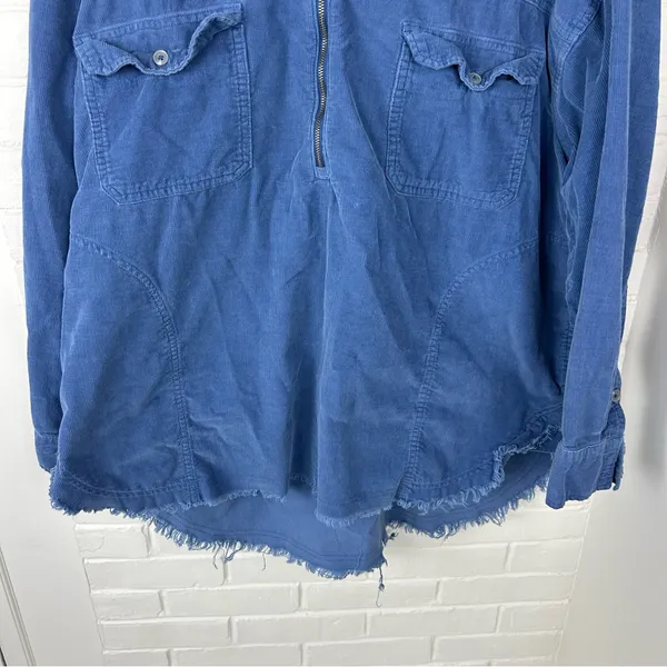 Offline by Aerie Blue Corduroy Quarter Zip Pullover Shacket Size XL - Image 5