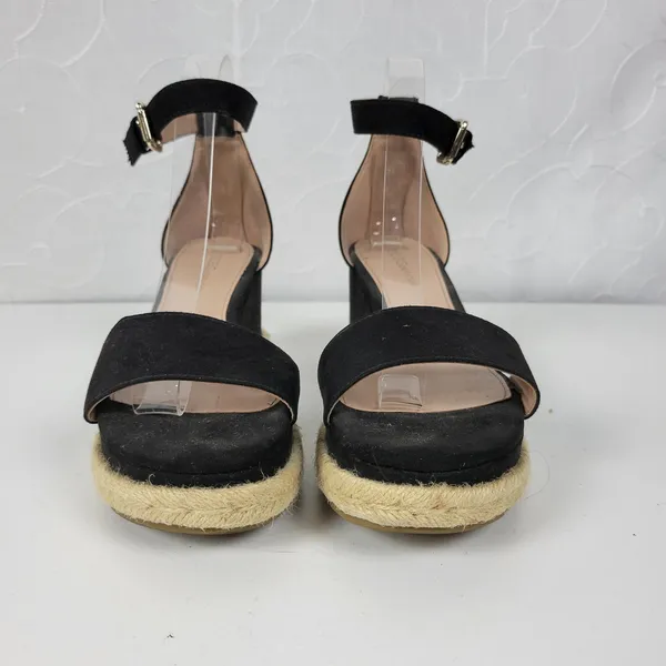 BCBGeneration Addie Women Sandals Size 7.5 Black Ankle Strap Espadrille Platform - Image 10