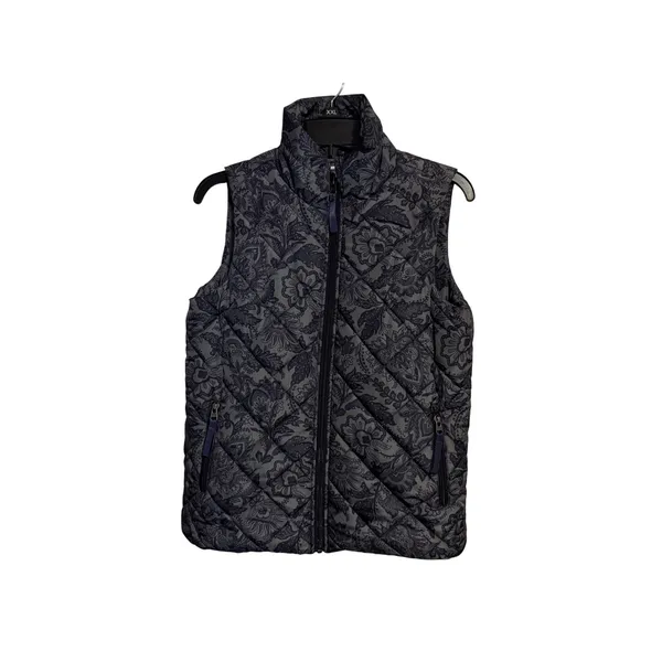 Vera Bradley Fleece vest Women's Small paisley‎ gray/Blue Polyester Cozy puff - Image 2