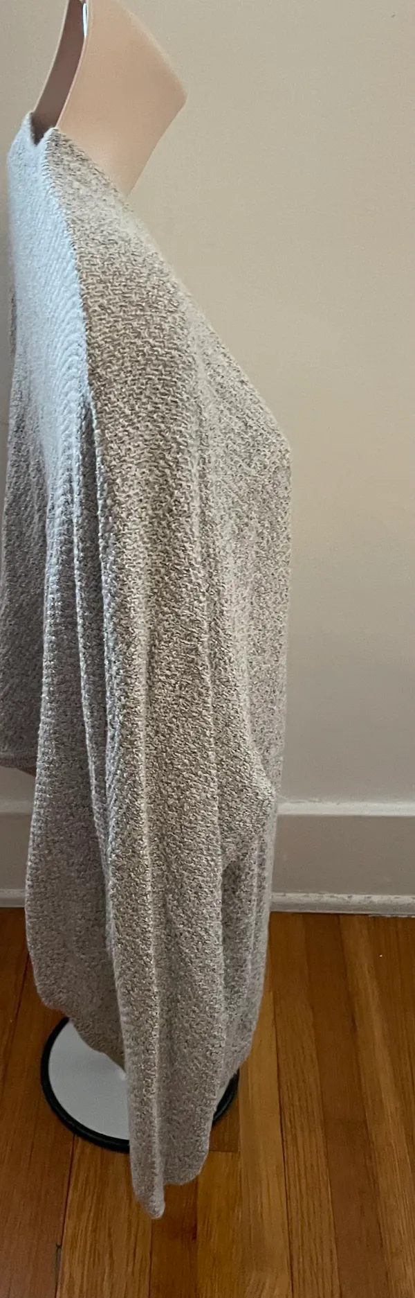 Gray Open Front Cotton Blend Speckled Cardigan Sweater, one size - Image 13