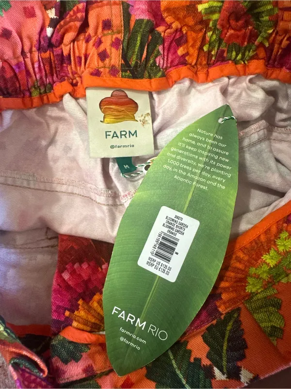 NWT FARM RIO blooming garden shorts orange boho tropical beach vacay floral sz M - Image 6