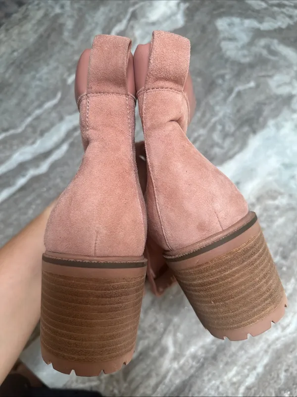 Vince Camuto Leather Suede Lace-Up Ankle Boots Gaviana Dermy Pink Sz 8.5 - Image 5