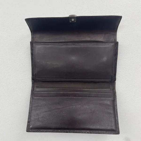 Vtg Lauren Ralph Lauren Wallet Croc Embossed Brown‎ Leather Checkbook Pocketbook - Image 8