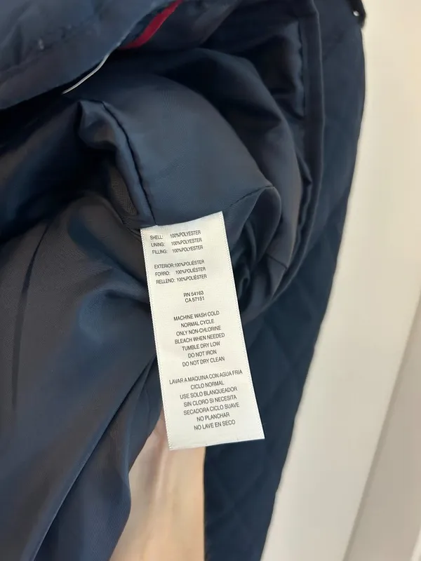 Tommy Hilfiger Women Quilted Button Down Water Resistant Jacket Navy Blue Size L - Image 9