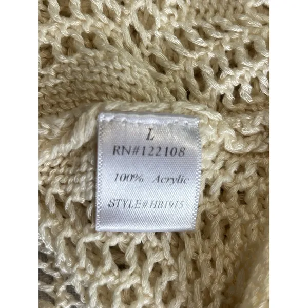 M LAK Cream Open Crochet Tank Top Size Large Relaxed Pockets Soft Boho - Image 6