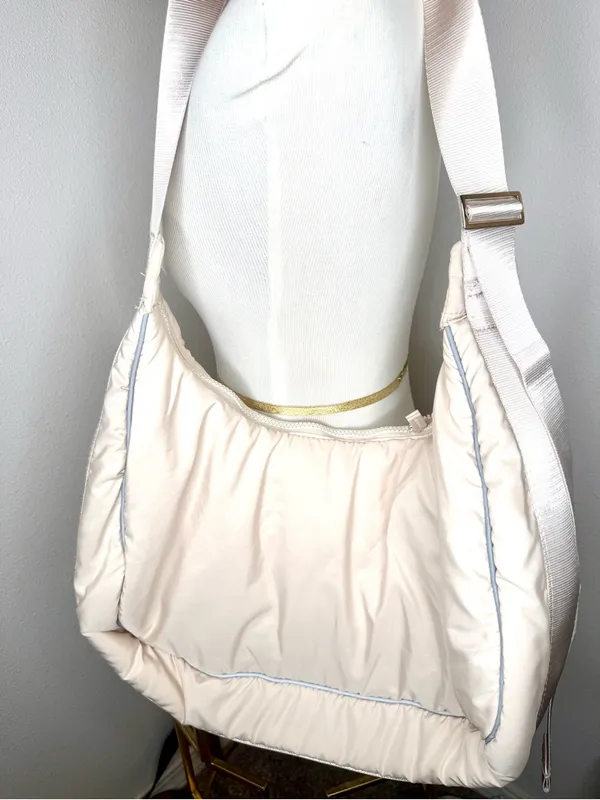 Wilo The Label Purse Ruched Sling Bag clay Beige Nylon Shoulder Crossbody - Image 3