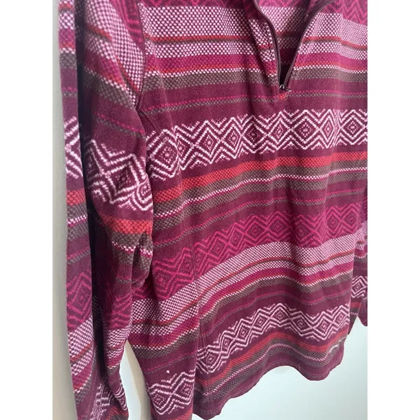Eddie‎ Bauer Wm LG Pink 1/4 Zip Pink Aztec Pullover Jacket Hiking Outdoor Camp - Image 4