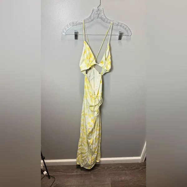 Free People Third Form Women's Yellow/White Ring Out Slip Dress Size 4‎ - Image 3