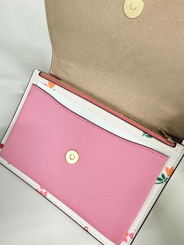 Coach Klare with Heart Print Gold/Chalk Leather Cross Body Bag C7596 - Image 4